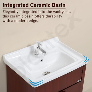 Plantex Wall Mount Vanity Cabinet with Washbasin and Mirror/Unbrekable Bathroom Organizer/Washbasin with Cabinet (Brown)