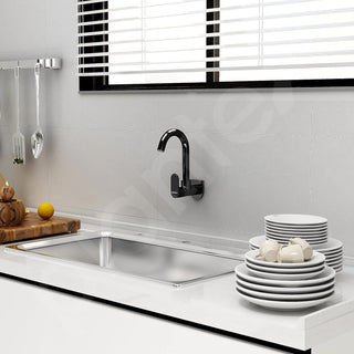Plantex Pure Brass Kitchen Sink Tap with 360° Swivel Spout/Kitchen Tap with Water Saving Aerator - 7 Year-Warranty (ORN-210, Black)