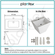Plantex Ceramic Wash Basin/Half Pedestal Washbasin for Bathroom with 10 Years Glaze Warranty by Plantex/Wall Hung Wash Basin for Office/Hotels (White - 18x 14 x 14 Inch)