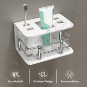 Plantex Acrylic Tooth Brush/Tumbler Holder/Stand for Bathroom Accessories - (White)