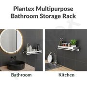 Plantex Stainless Steel Bathroom Shelf Rack / Bathroom Organizer / Wall Shelf for Bathroom Accessories Set / Kitchen Stand / Kitchen Shelves & Racks - Chrome (12x5 Inch)