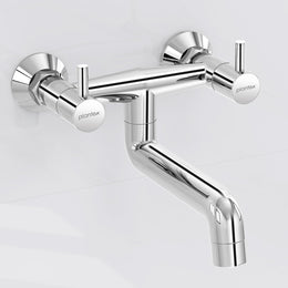 Plantex Pure Brass ICO-916 Non Telephonic Wall Mixer with Water Saving Technology Tap/Mixer Tap for Bathroom with Brass Wall Flange and Teflon Tape-7 Year Warranty (Mirror Chrome)