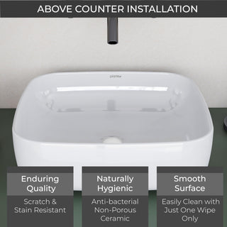 Plantex Platinum Ceramic Wash Basin/Basin for Bathroom/Tabletop Wash Basin/Bathroom Basin (White, 16 x 16 x 5 Inch)