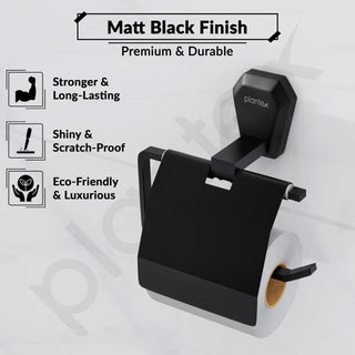 Plantex Toilet Paper Holder for Bathroom/304 Grade Stainless Steel Tissue Paper Roll Holder/Bathroom Accessories - Pack of 1 (PMB-2410, Z-Black)