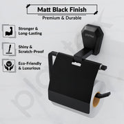 Plantex Toilet Paper Holder for Bathroom/304 Grade Stainless Steel Tissue Paper Roll Holder/Bathroom Accessories - Pack of 1 (PMB-2410, Z-Black)