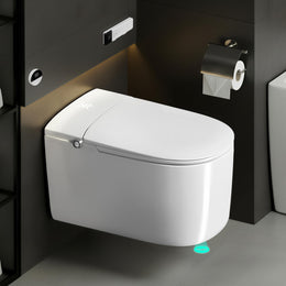 Plantex Wall Hung Ceramic Smart Commode/6 Ltr Water Tank Capacity with 18 Months Warranty/Auto Lid Opening/Touchless Operation/Digital Display & Water/Seat Temperature Control P-Trap (White)