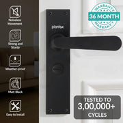 Plantex Stainless Steel Door Lock Ã¢â‚¬â€œ Bathroom Door Lock/Mortise 8inch Keyless Plate Handle Set for Home/Bathroom/Storeroom/Balcony/Office - Pack of 1 (DTM-659, Z-Black)