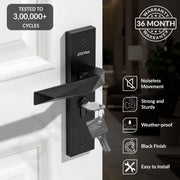 Plantex Heavy-Duty Door Lock Handle Set/6-Lever Lock Mechanism with 3 Years of Warranty/Mortise Lock with 3 Keys, Brass Lock Body & Cylinder - (Z-Black)