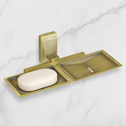 Plantex 304 Grade Stainless Steel Double Soap Dish/Soap Case/Soap Storage for Bathroom Accessories - Crystal (Brass Antique)