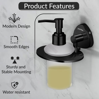Plantex J4 Stainless Steel Liquid Soap Dispenser/Shampoo Dispenser for Wash Basin/Hand Wash Dispenser Wall Mounted/Bathroom Accessories (PVD Black Finish) Angel