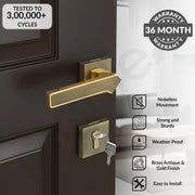 Plantex Door Lock for Home/Main Door Lock Set/Mortise Lock Set with Brass Lock Body & Cylinder - Pack of 1 (7133, Brass Antique & PVD Gold)