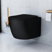 Plantex Commode for Toilet/Ceramic Wall Hung Toilet with Soft Close Toilet Seat/Rimless and Washdown Western Commode - P Trap (Round, Matt Black)