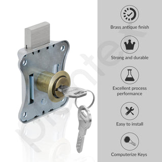 Plantex Drawer Lock/20mm Brass Lock for Cupboard/Multipurpose Cupboard Lock with Key for Home/Office - Pack of 4 (Brass Antique)