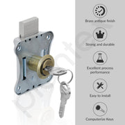 Plantex Drawer Lock/20mm Brass Lock for Cupboard/Multipurpose Cupboard Lock with Key for Home/Office - Pack of 4 (Brass Antique)
