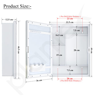 Plantex Acrylonitrile Butadiene Styrene Durable Bathroom Cabinet with Mirror/Premium Multipurpose Bathroom Mirror with Storage/Mirror with Shelf (14X18 Inch-White)