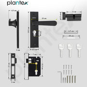 Plantex Stainless Steel Door Lock Handle Set/ 6-Lever Lock Mechanism with 3 Years of Warranty/Mortise Lock with 3 Keys, Brass Lock Body & Cylinder - (Z-Black)