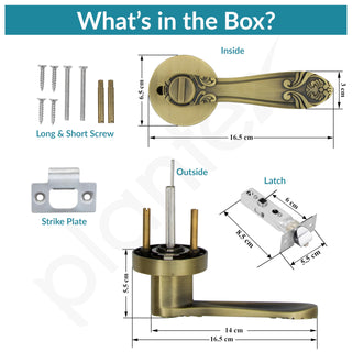 Plantex Heavy-Duty Door Bathroom Door Lock/Mortise Keyless Handle Set for Home/Bathroom/Balcony/Store Room - (DTM-628, Brass Antique)