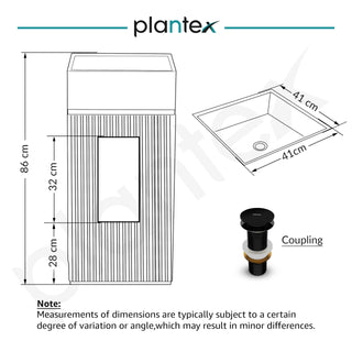 Plantex Acrylic Resin & Quartz Pedestal Basin for Bathroom/One Piece Pedestal Free Standing Square Wash Basin for living Room/Hotel (Grey & Black)
