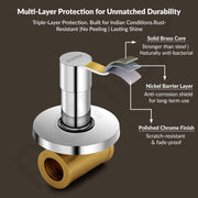 Plantex Angular Concealed Stop Cock/Pure Brass Concealed Stop Valve Tap for Bathroom with Teflon Tape & Brass Adjustable Wall Flange - (FLO-806, Chrome)