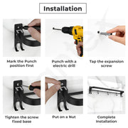 Plantex Stainless Steel Folding Single Towel Rod with Hooks/Towel Holder for Bathroom/Towel Hanger/Towel Stand/Bathroom Accessories - (24 Inch-Black)