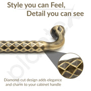 Plantex Cabinet Handle/Kitchen Cabinet Door Handle/Wardrobe/224 mm Cupboard Handle/Door Pull-Push Handle for Home/Office - Pack of 2 (Brass Antique)