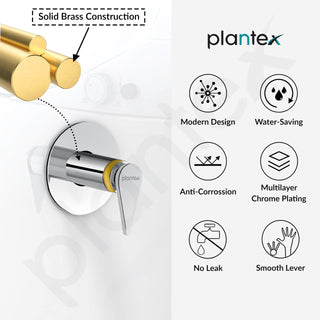 Plantex Pure Brass 25 mm Toilet Flush Valve for Toilet with Teflon Tape & Brass Wall Flange for Commercial & Residential Use-(LEA-720-Chrome)