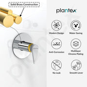 Plantex Pure Brass 25 mm Toilet Flush Valve for Toilet with Teflon Tape & Brass Wall Flange for Commercial & Residential Use-(LEA-720-Chrome)