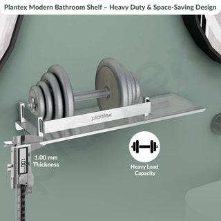 Plantex Stainless Steel Bathroom Shelf with Soap Dish/2in1 Multipurpose Shelf for Bathroom/Bathroom Shelf Rack (15x5 Inches) – Pack of 1