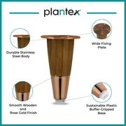Plantex 4 Inch Sofa Legs for Bed Furniture/Sofa Legs for Table/Sofa Support Legs with Rubber Grip (Rose Gold, 6 Pcs)