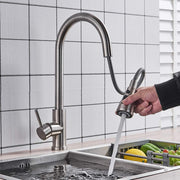 Plantex Designer 304 Stainless Steel Kitchen Faucet with 360° Swivel Spout/Single Handle Pull Out Kitchen Faucet-(Matt)
