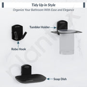 Plantex Parv 304 Grade Stainless Steel Towel Rack for Bathroom/Soap Holder/Napkin Ring/Tumbler Holder/Robe Hook/Bathroom Accessories - 5 Pcs Combo (Black)