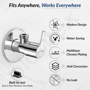 Plantex Angle Cocke for Bathroom with Brass Spindle/Single Lever Angle Valve with Wall Flange and Teflon Tape/Stop Cock for Wash Basin - Pack of 1 (Rio, Chrome)