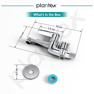 Plantex Pure Brass 2 in 1 Tap for Washing Machine/2-Way Bib Cock for Bathroom with Water Saving Aerator/Bib Cock with Brass Wall Flange and Teflon TapeTape (DOL-2305, Chrome)