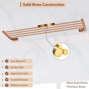 Plantex Smero Pure Brass 24 inch Towel Rack for Bathroom/Towel Stand/Hanger/Towel Holder/Towel Bar/Bathroom Accessories - Smart (PVD Rose Gold)