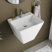 Plantex Ceramic Wash Basin/Half Pedestal Washbasin for Bathroom with 10 Years Glaze Warranty by Plantex/Wall Hung Wash Basin for Office/Hotels (White - 18x 14 x 14 Inch)