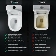 Plantex Commode for Toilet/Ceramic One Piece Toilet/Rimless Washdown Flush Commode with Soft Closing Toilet Seat - S Trap (White, APS-2019)