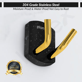 Plantex 304 Grade Stainless Steel Robe Hook/Cloth-Towel Hanger/Door Hanger-Hook/Bathroom Accessories - Pack of 1 (Parv-Gold & Black)