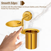 Plantex Daizy Gold Toothbrush/Paste and Tumbler Holder for Bathroom and Wash Basin (304 stainless steel)