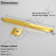 Plantex 18-Inch Shower Arm for Overhead Shower/Stainless Steel Shower Pipe/Wall Mount Bathroom Fitting with ½-Inch Thread - Pack of 1 (Gold)