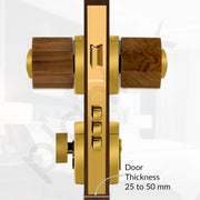 Plantex Heavy Duty Door Lock/Stainless Steel and Wooden Main Door Mortise Lock Handle/Handle Set for Home/Office/Door Accessories (Gold, Wooden)