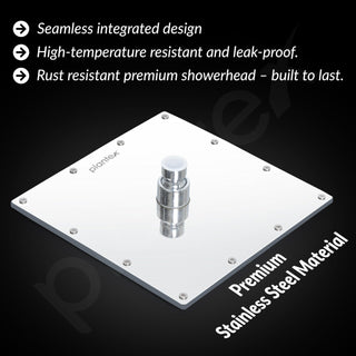 Plantex Stainless Steel Shower Head for Bathroom/8 x 8 inch Square Overhead Shower without Arm/Adjustable Bathroom Shower-(Sandwich-Chrome)