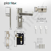 Plantex Heavy-Duty Door Lock/Door Handle Set with 3 Years of Warranty/Mortise Lock with 3 Keys, Brass Lockbody & Cylinder (8133 - Satin Steel & Chrome)