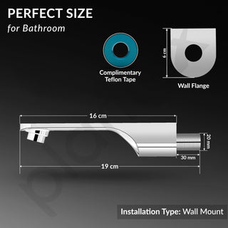 Plantex Pure Brass Bath Tub Spout with Wall Flange/High Flow Spout for Bathroom-(Chrome)