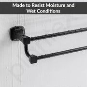 Plantex Space Aluminium Double Towel Rod/Towel Hanger for Bathroom/Towel Stand/Bathroom Accessories (24 inch - Black Powder Coated)
