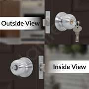 Plantex Stainless Steel Door Lock - Cylindrical Lock With 3 Keys/Tubular Door Knob/Lock For Main Door/Bedroom (Matt)