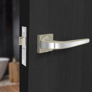 Plantex 7091 Premium Heavy-Duty Mortise Door Lock Handle Set for Bathroom/ Storeroom/ Balcony/ Office with Baby Latch and Push-Pull Handle - Noise-Free, Weatherproof and Keyless(Satin White & Chrome)
