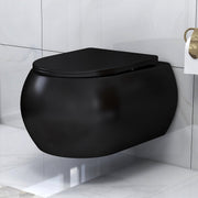 Plantex Imported Ceramic Wall Hung Commode /Rimless Washdown Western Toilet/ P Trap Western Commode with Soft Close Toilet Seat (Matt Black)