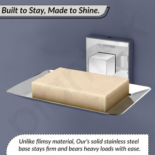 Plantex Aqua Heavy-Duty Stainless Steel Soap Holder for Bathroom/Soap Dish/Soap Stand/Bathroom Accessories - (Chrome)