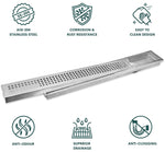 Plantex 304 Grade Stainless Steel Long Shower Drain/Floor Trap/Jali Removable Grate/Lid for Bathroom and Kitchen (10 x 45 cm - Matt) (A418-Square)