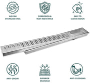 Plantex 304 Grade Stainless Steel Long Shower Drain/Floor Trap/Jali Removable Grate/Lid for Bathroom and Kitchen (10 x 45 cm - Matt) (A418-Square)